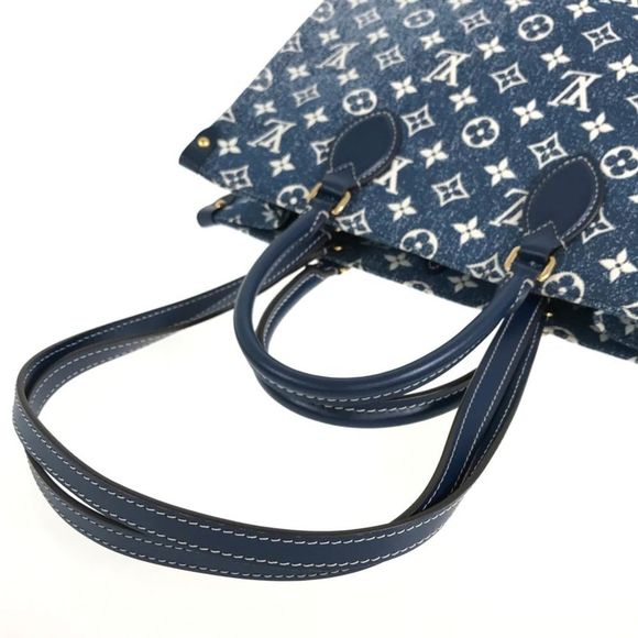 Louis Vuitton On the go MM Monogram Denim jacquard blue Tote Bag - Picture 7 of 16